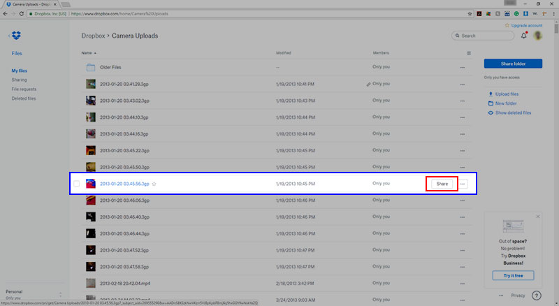 using dropbox to share files